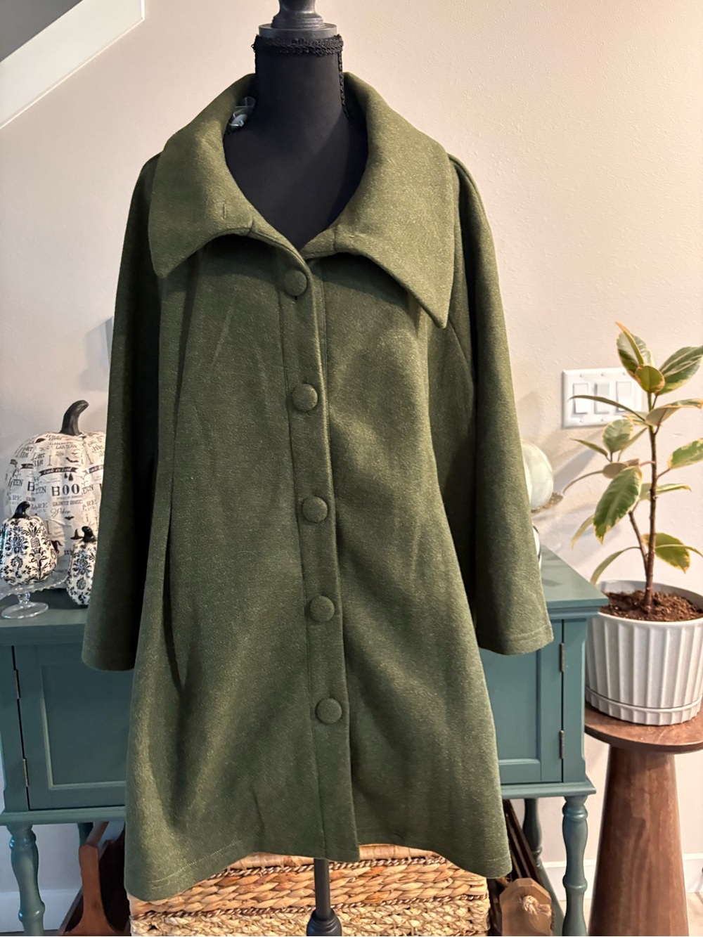 BloomChic Olive Green Wool-Blend Pea Coat